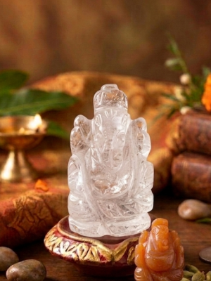White Ganesha Statue Sculpture Handmade Jade Stone Ganesh Figurine Home Decoration
