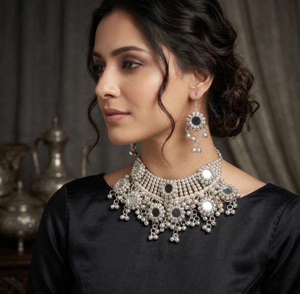 Handmade Mirror Statement Necklace f1399