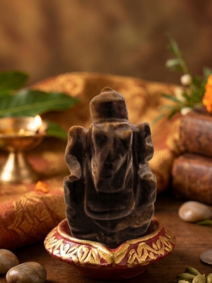 Ganesha Ornament Meditation Statue Sculpture Man-made Jade Stone Home Decoration