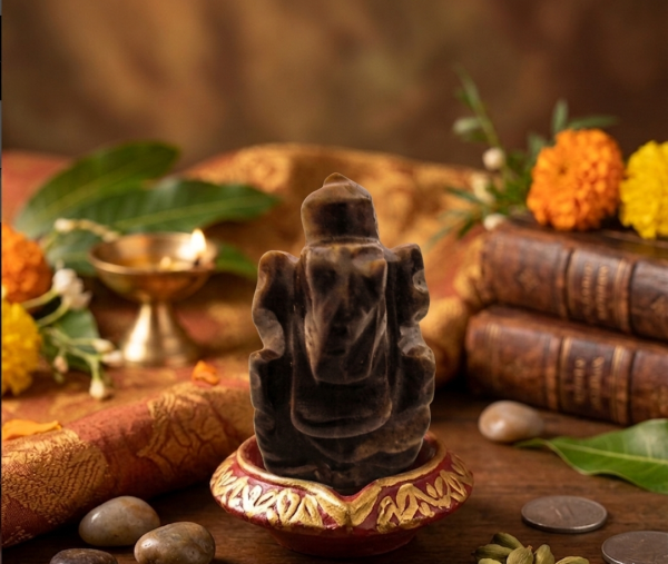 Ganesha Ornament Meditation Statue Sculpture Man-made Jade Stone Home Decoration