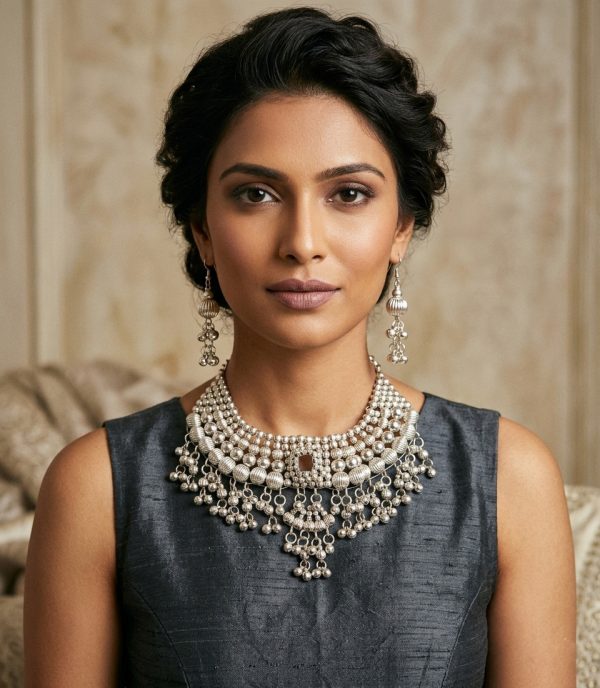 Statement Ethnic Metal Necklace Earrings f1424