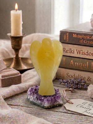 2" Natural Clear Golden Agate, Angel Carving,crystal Angel Decoration Gifts