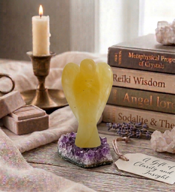 2" Natural Clear Golden Agate, Angel Carving,crystal Angel Decoration Gifts