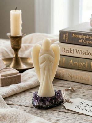 Charming Carved Angel I Vory Agate Sandstone Figurine Healing Reiki Feng Shui Craft 2 inches