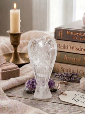Natural Carved Gem Stone Peace Pocket Guardian Angel Figurines Healing Crystal Statue