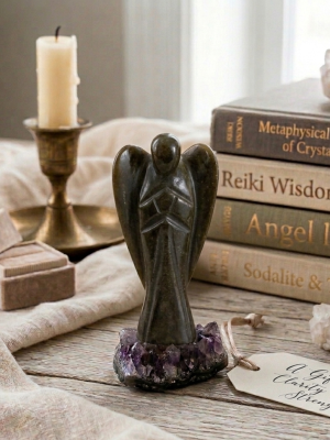 2 Inch Natural Tiger Eye Large Angel Gemstone Carved Figurine Feng Shui Healing Reiki Craft Gift