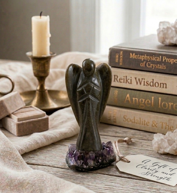 2 Inch Natural Tiger Eye Large Angel Gemstone Carved Figurine Feng Shui Healing Reiki Craft Gift