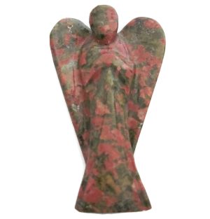 Natural Unakite Semi Precious Gemstone Angel Figurine 2" Long