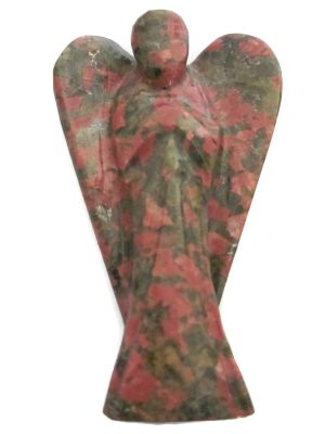 Natural Unakite Semi Precious Gemstone Angel Figurine 2" Long
