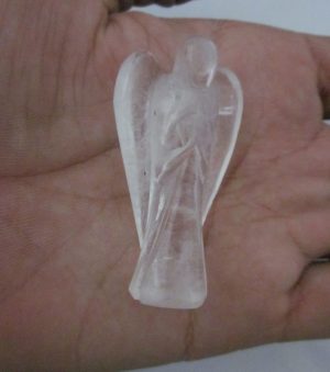 Natural Carved Gem Stone Peace Pocket Guardian Angel Figurines Healing Crystal Statue