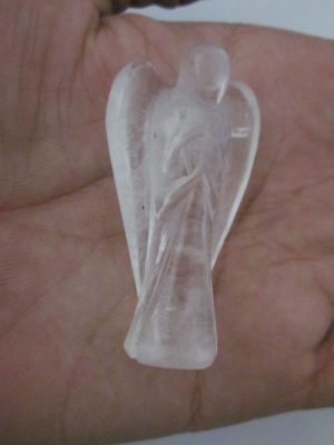 Natural Carved Gem Stone Peace Pocket Guardian Angel Figurines Healing Crystal Statue