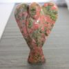 Natural Unakite Semi Precious Gemstone Angel Figurine 2" Long