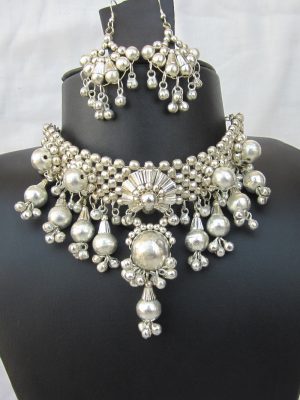 Gothic Choker , Choker Necklace Earrings set , Banjara Kuchi Hippie Gypsy Boho Chic Jewelry , Tribal Ethnic Goth Choker , Beaded Choker set f1485