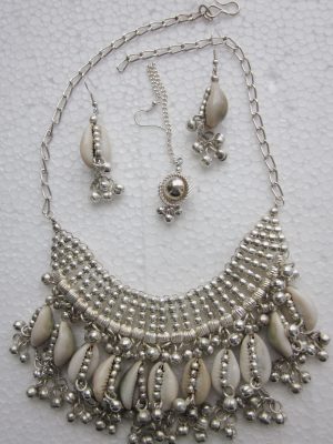 Cowrie Shell Necklace Earrings Tribal Kuchi Banjara Gypsy Nomad Hippie Boho Chic Ethnic Jewelry f1395