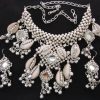 f1397 Cowrie Shell Silver Beads Handmade NECKLACE EARRINGS Tribal Belly dance Boho Chic f1397