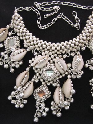 Cowrie Shell Silver Beads Handmade NECKLACE EARRINGS Tribal Belly dance Boho Chic f1397