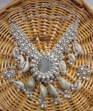 Silver plated Handmade Beaded jewelry| Mirror necklace| Sea shell necklace| Boho Necklace| gift under 20| gift for her birthday f1422