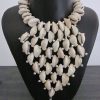 f1677_2 Sea Shell Bead Choker Bib Statement Necklace Bohemian Set f1677