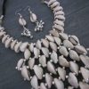 f1677_7 Sea Shell Bead Choker Bib Statement Necklace Bohemian Set f1677