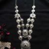 f1690_1 Silver Oxidized Belly Dance Bib Long Womens Party Dance Festival Jewelry