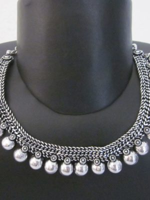 nk422 Tribal Statement Choker Antique Vintage Rajasthan Kuchi Banjara Festival Style