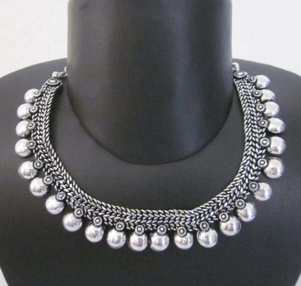 nk422 Tribal Statement Choker Antique Vintage Rajasthan Kuchi Banjara Festival Style