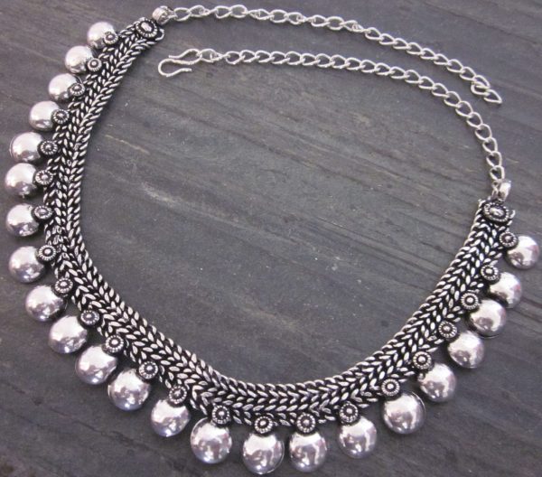 nk422_4 Tribal Statement Choker Antique Vintage Rajasthan Kuchi Banjara Festival Style