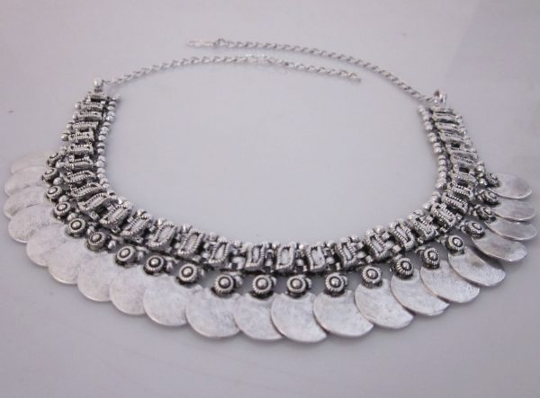 oxidized german silver coin necklace/nk425_3 coin necklace handmade kolhapuri