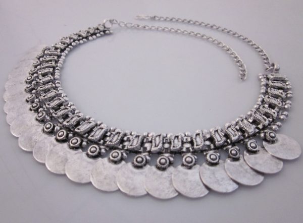 nk425_4 Coin Necklace Choker Vintage Boho Kuchi Gypsy Statement Fashion Jewelry Gift