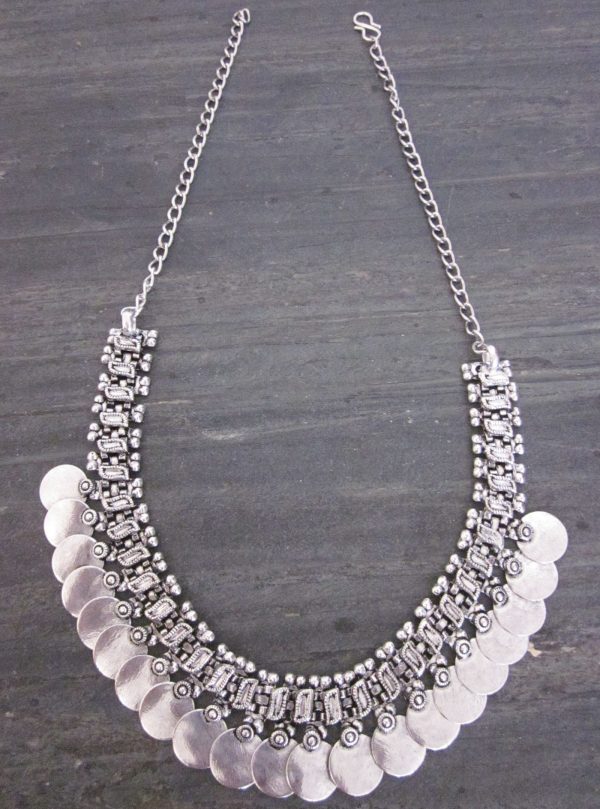 nk425_6 Coin Necklace Choker Vintage Boho Kuchi Gypsy Statement Fashion Jewelry Gift