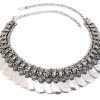 nk425_7 Coin Necklace Choker Vintage Boho Kuchi Gypsy Statement Fashion Jewelry Gift