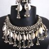 Vintage Silver Metal Beaded Sea Shell Necklace Choker nk5