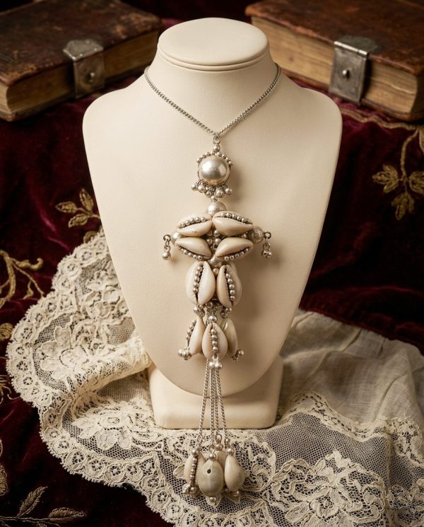 w485_5 Chain Long Sweater Necklace Cowrie Shell w485