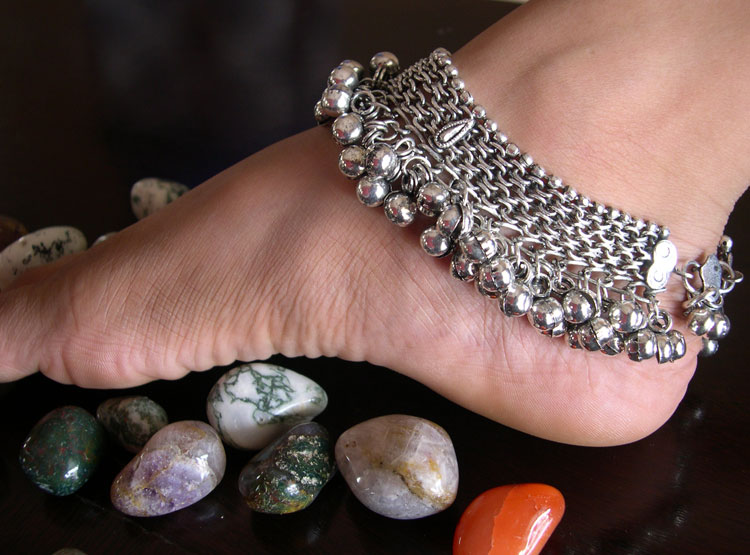 Indian Ankle Jewelry 925 Stamp Sterling Silver Oxidized Jewelry Jaipur Design Tribal Silver Anklet
