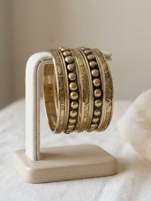 Gold Plated 2.6 Copper Bracelet Bangle 5 Pcs Set Bollywood Festival Party y511_1