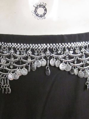 Silver Oxidized Metal Multi Coin Belly Waist Chain for Women b179