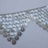 bt475_1 Kandora Silver Plated Oxidized Belly Dance Coin and Chain Belt bt475