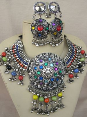 Multi color Stone Choker Necklace f1035