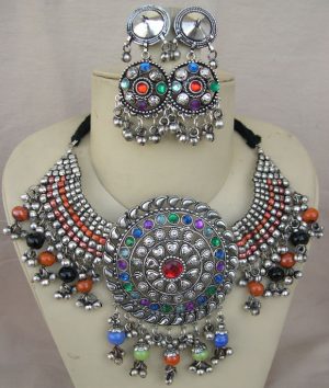 f1037 Multi color Stone Choker Necklace f1037