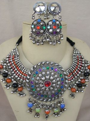 Multi color Stone Choker Necklace f1037