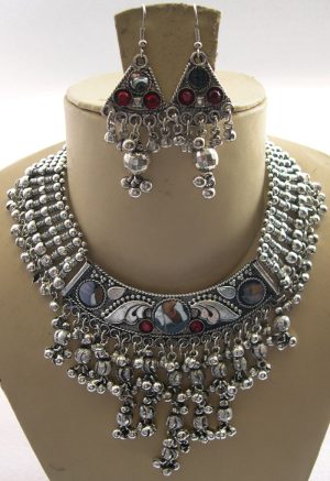f1189 Oxidized Silver Plated Classic Style Navratri Necklace f1189