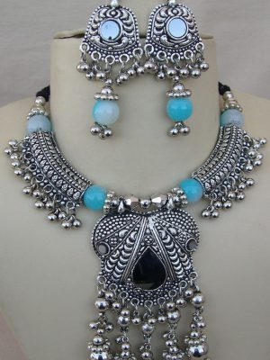 Silver Plated Navratri Dance Gift Necklace f1308