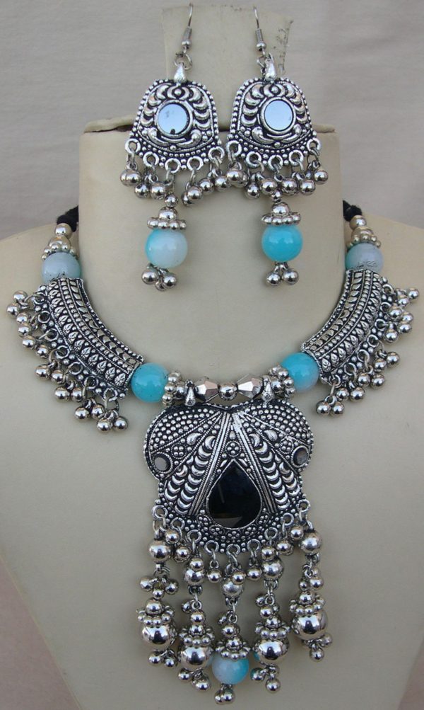 Silver Plated Navratri Dance Gift Necklace f1308