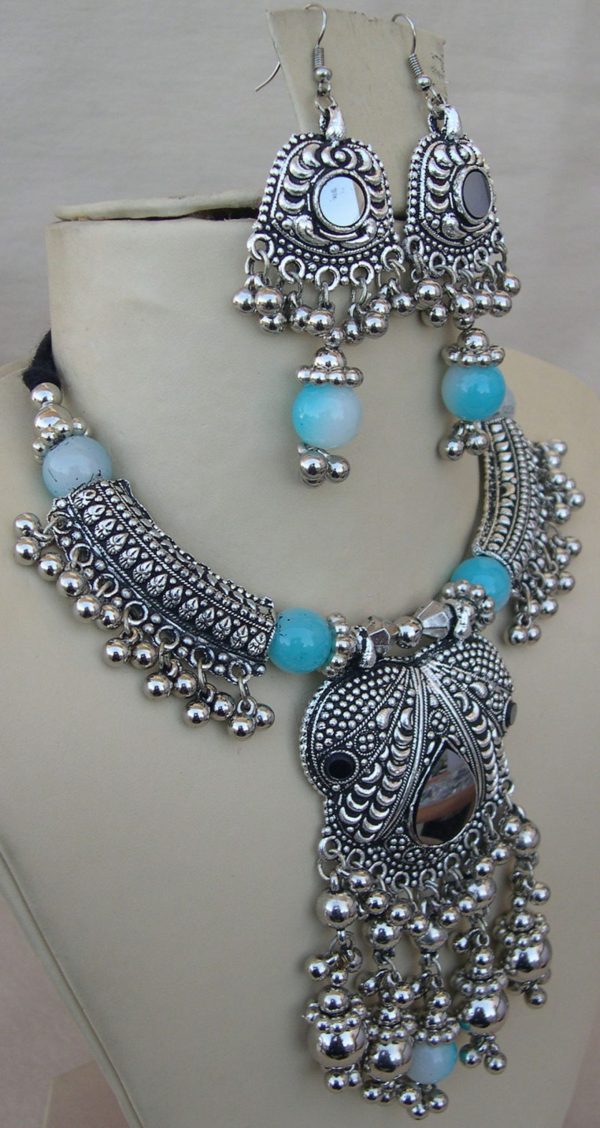 Silver Plated Navratri Dance Gift Necklace f1308