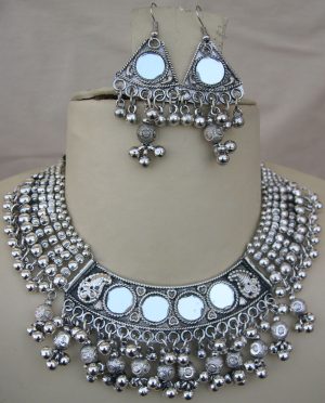 f1339 Fashion Boho Indian Style Tribal Necklace Earring Navratri Costume Jewelry f1339