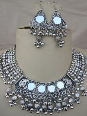 Fashion Boho Indian Style Tribal Necklace Earring Navratri Costume Jewelry f1339