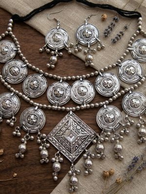 Stylish Navratri Special Necklace Jewellery Set With Earrings Set For Women f1362