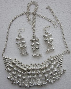 f1391 Necklace Jewelry Tribal Designer Oxidized German Silver Plated Navratri Garba Set with Matching Earring for Girls & Women f1391