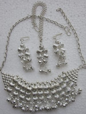 Necklace Jewelry Tribal Designer Oxidized German Silver Plated Navratri Garba Set with Matching Earring for Girls & Women f1391