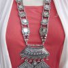 Oxidized Silver Plated Classic Style Navratri Necklace Jewellery Set with Earrings for Women/Girls f1473